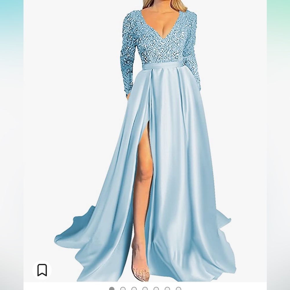 Blue sequin formal gown